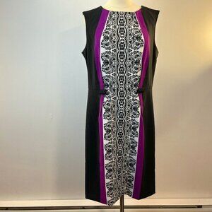 Cleo Women's Black Purple Floral Print Dress - Size 12